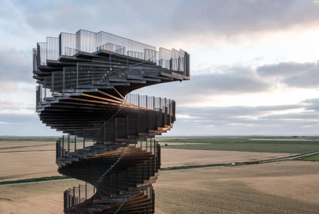 A towering view across the Danish land and seascape