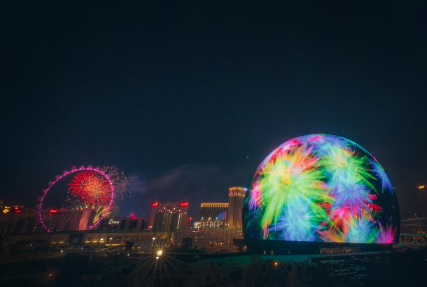 Largest spherical structural in the world lights up Las Vegas