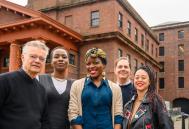 Pic: Pete Carr. From L-R: Peter Clegg (FCBS), Kudzai Matsvai (UofL), Kossy Nnachetta (FCBS), Geoff Rich (FCBS) and Ilze Wolff (UofL) 